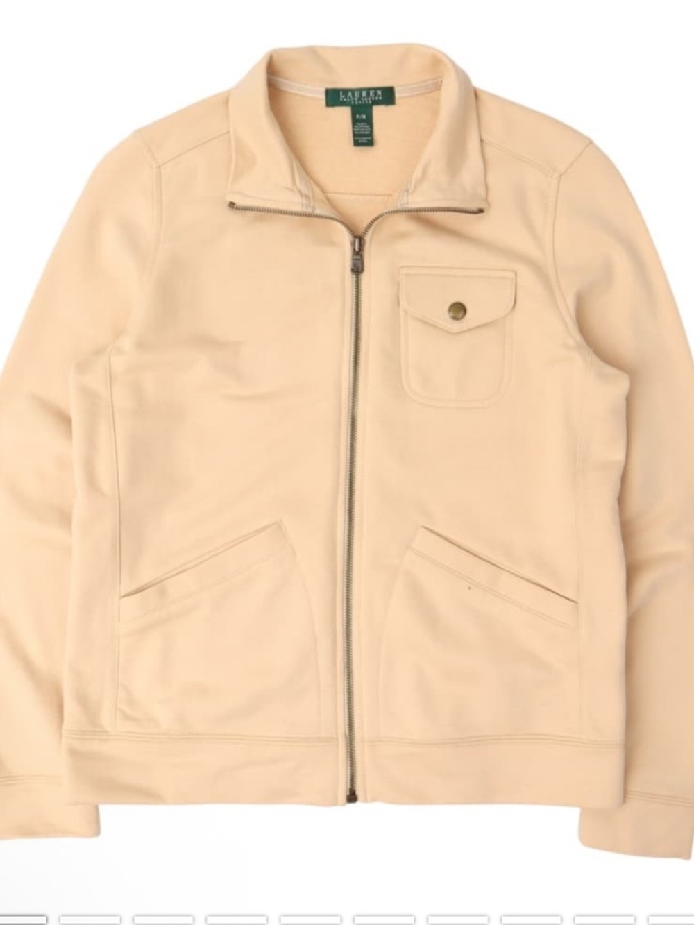 Lauren Ralph Lauren apricot  Cream Zip-Front Utility Jacket! L